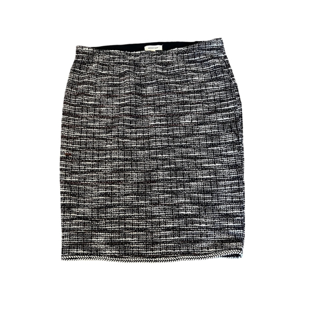 NWT MAX STUDIO Tweed Elastic High Waist Knee Length Stretch Skirt M